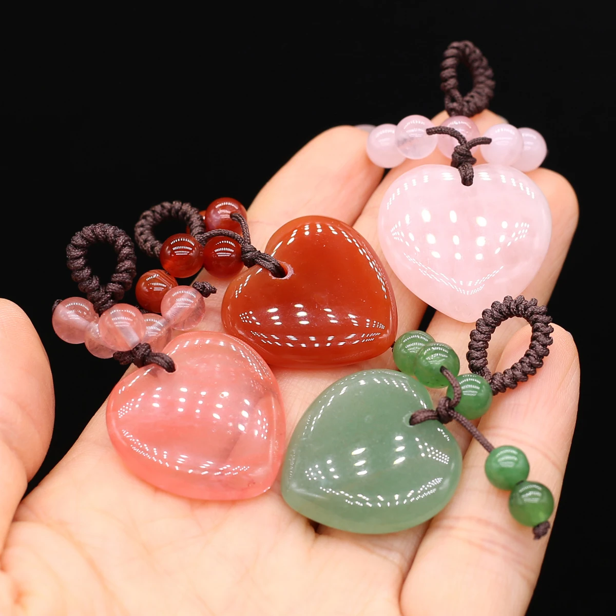 

Heart-shaped Keychain Accessories Natural Stone Cute Door Car Keychains for Girls Couple DIY Motorcycle Key Chain Ring Holder