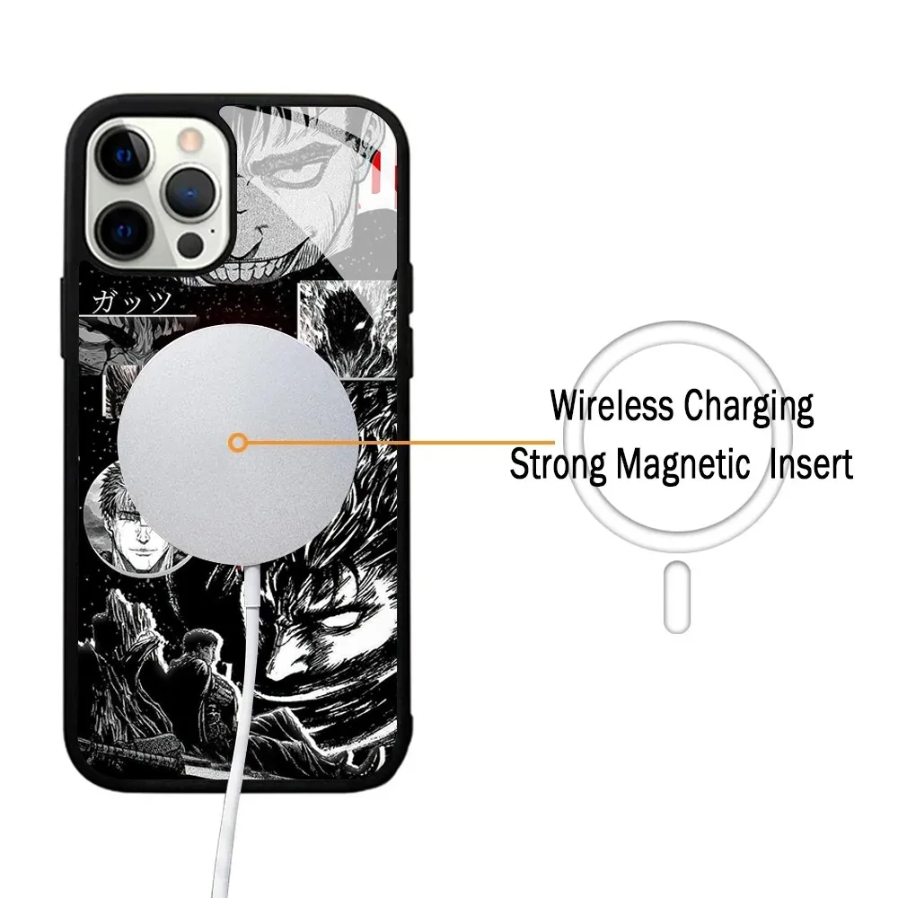 Anime Berserk Guts Phone Case Magnetic For IPhone 15 14 13 Pro Max 11 12 Mini Alex Mirror For Magsafe Wireless Charging