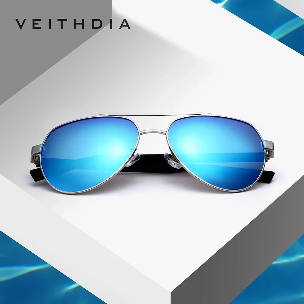 VEITHDIA العلامة التجارية الجديدة أزياء الرجال النظارات الشمسية UV400 المضادة للانعكاس الاستقطاب مرآة نظارات إطار معدني نظارات للإناث FA2800
