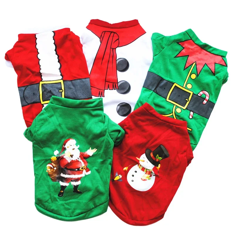 

Christmas Dog Clothes Cotton Shirt Small Medium Dogs Chihuahua Yorkshire Elk Santa Claus Dog Cat Coat Hoodies Warm Dog Clothing