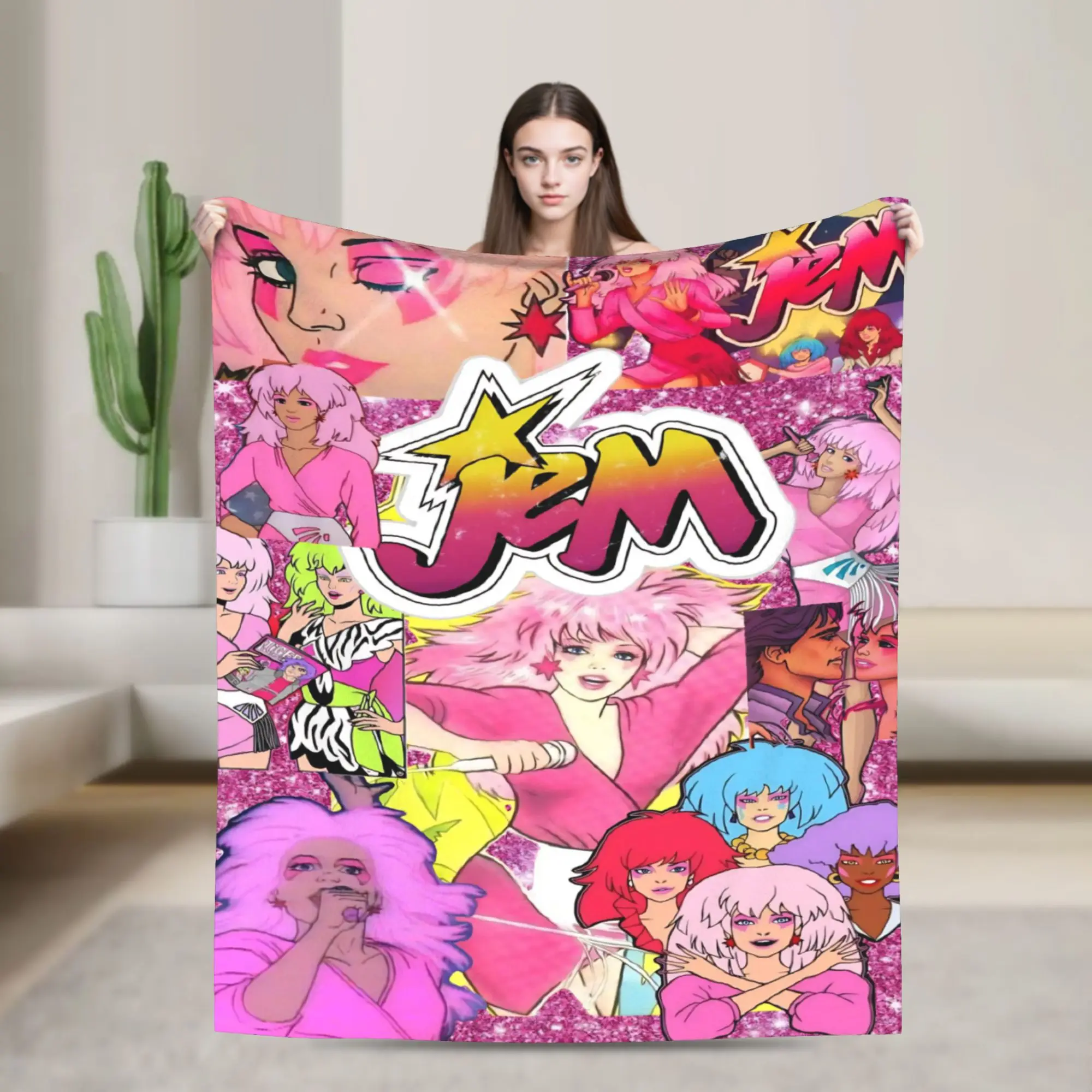 Jem And The Holograms Blanket Flannel  Cozy Lightweight Thin Throw Blankets for Home Rug Piece