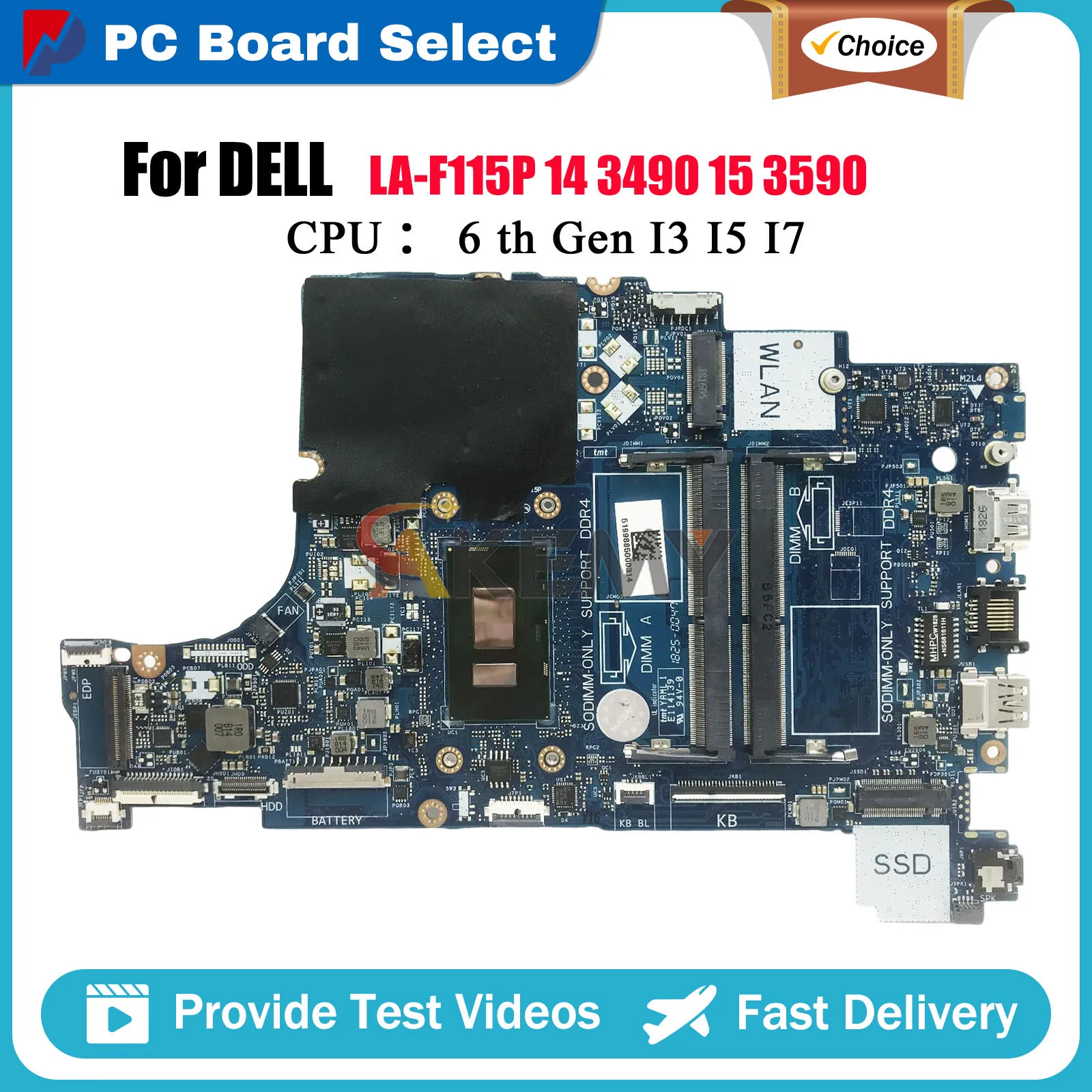 

Laptop Motherboard For Dell Inspiron 15 5570 17 5770 LA-F115P CAL50 DAL10 with i3 i5 6/7/8th Gen CPU 0F093X 0K6KNT Tested OK