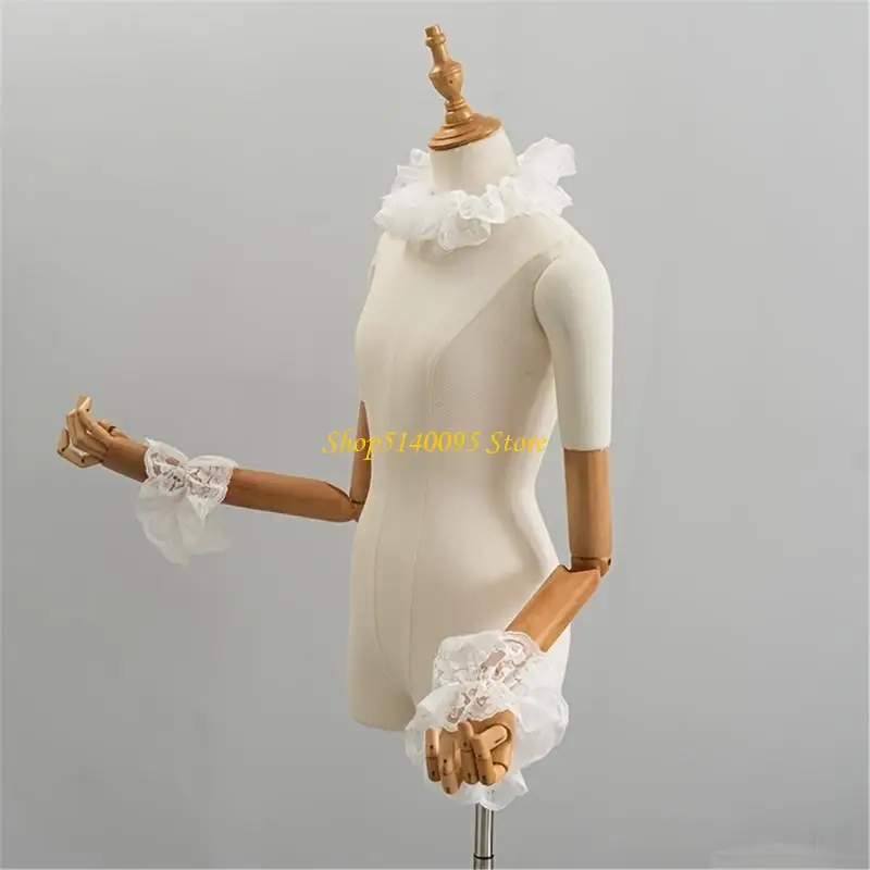 DXAE Halloween Clown Costume Lace Collar and Wrist Cuffs Set for Costume Styling