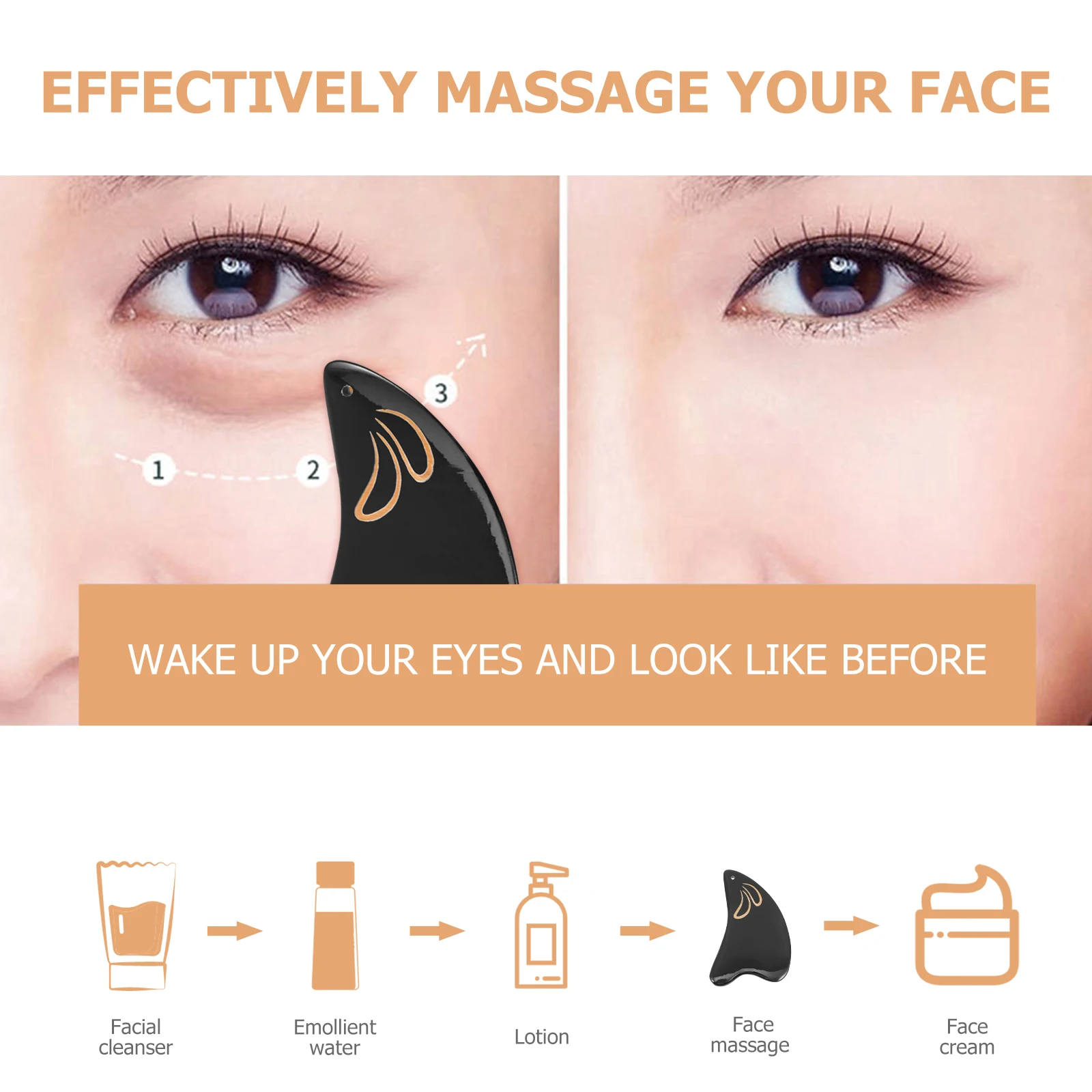 أداة احترافية للوجه من جواشا، مادة عالية الجودة، مكشطة تدليك محمولة بحافة ناعمة للوجه والرقبة والكتف ووشا #5