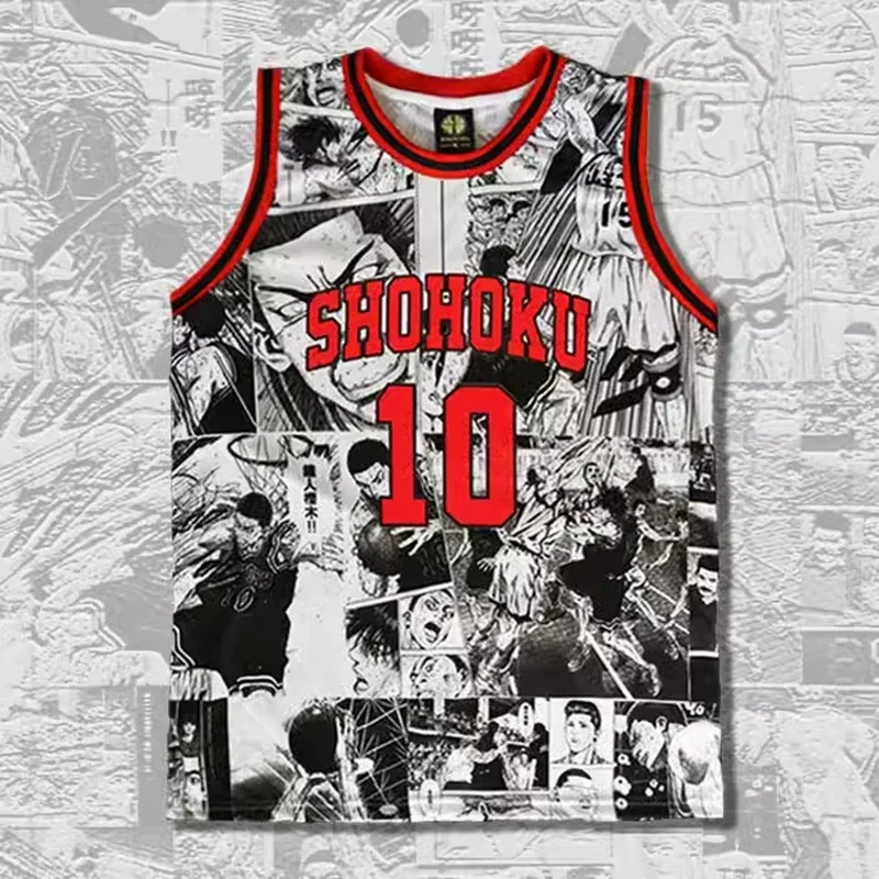 Jersey Sets No 10 Anime Shohoku School Basketball Team Cartoon Slam Dunk Sakuragi Jersey Sets Cosplay Costume Sports Wear Unifor