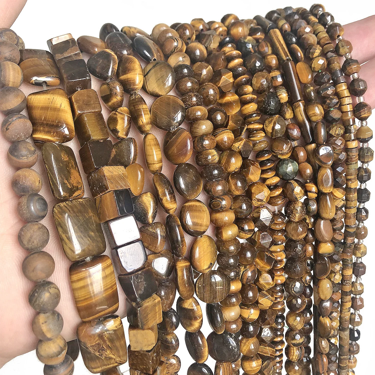 Natural Yellow Tiger Eye Stone Beads Round Rondelle Cube Faceted Heart  Loose Beads For Jewelry Making Needlework Bracelet DIY