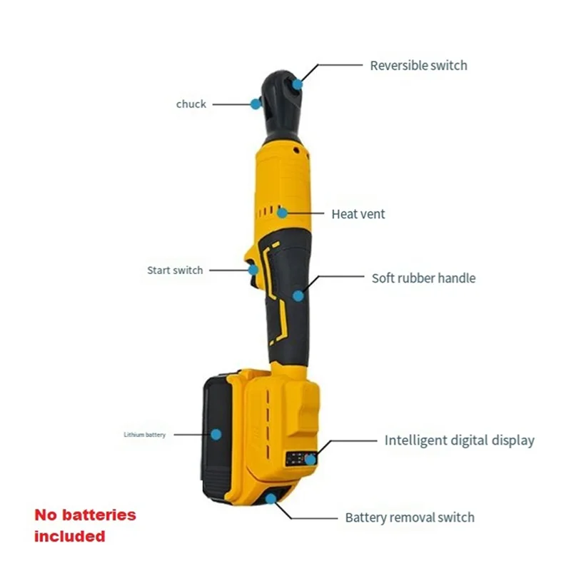 

TFORU-Brushless Electric Ratchet Wrench 1/2Inch Cordless Driver Removal Screw Nut Repair Power Tools For 18V Battery