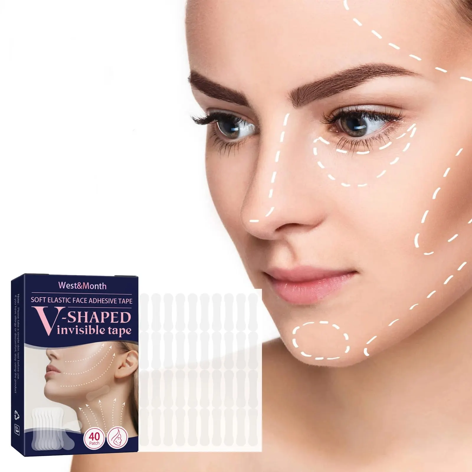 Invisible V Face Lift Tapes Tighten Facial Line Double Chin Lift V Shape Wrinkle Removal Sticker Firming Saggin Skin Care 40pcs