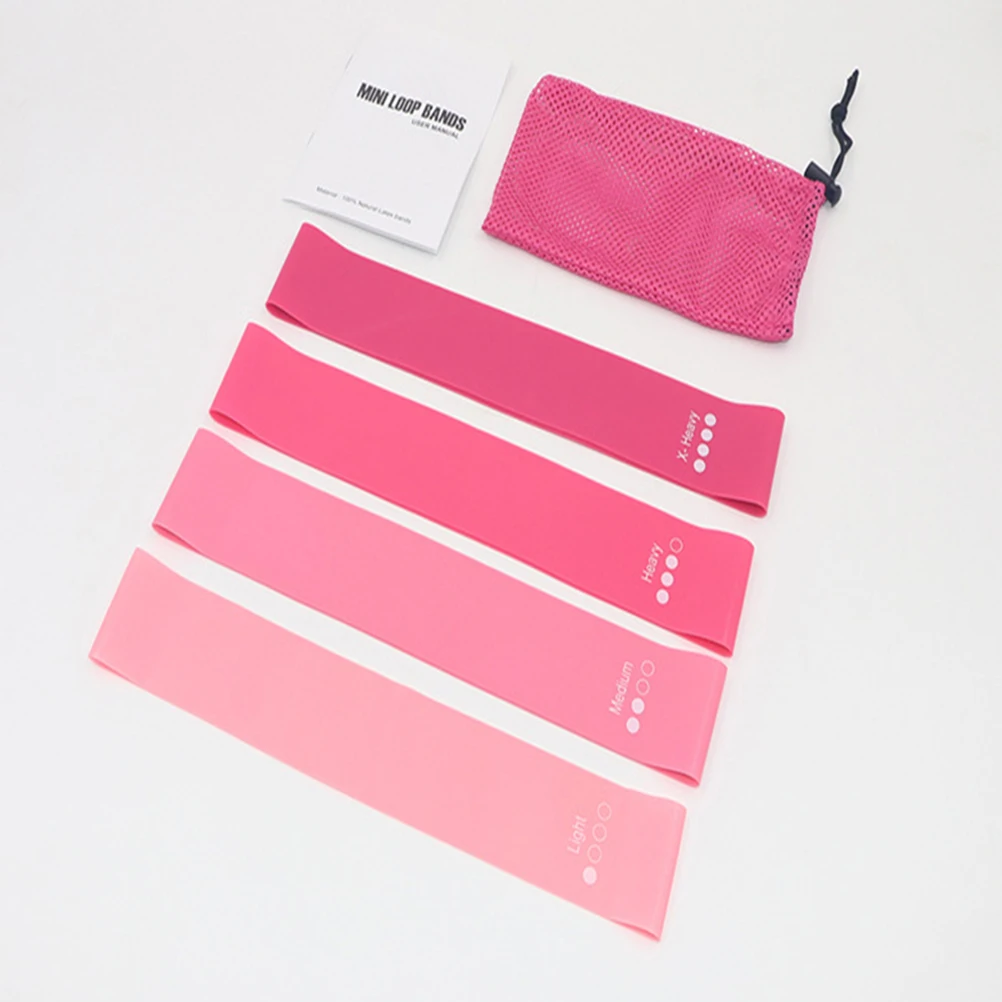 

4pcs Resistance Bands Exercise Yoga Elastic Bands Pull Up Assist Pink Lightweight Portable For Gym Sports