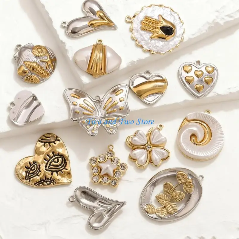 HX6F مجوهرات قلب عصرية على شكل فراشة بلونين من الفولاذ المقاوم للصدأ هدية للنساء