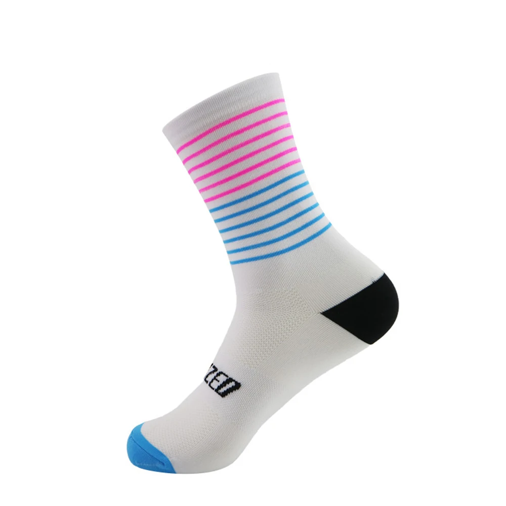 Men's and Women's Striped Cycling Socks Breathable Quick Drying Outdoor Running Cycling Sports Tube Socks