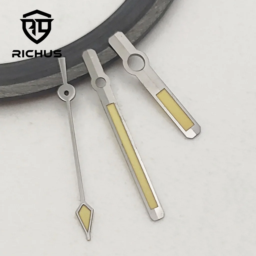 RICHUS Gray Yellow Watch Hands Green Luminous Fit NH34 NH35 NH36 Movement Watch Accessories