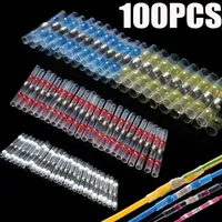 100pcs Solder Seal Wire Connectors Waterproof Heat Shrink Insulated Electrical Butt Splice Connector Terminals