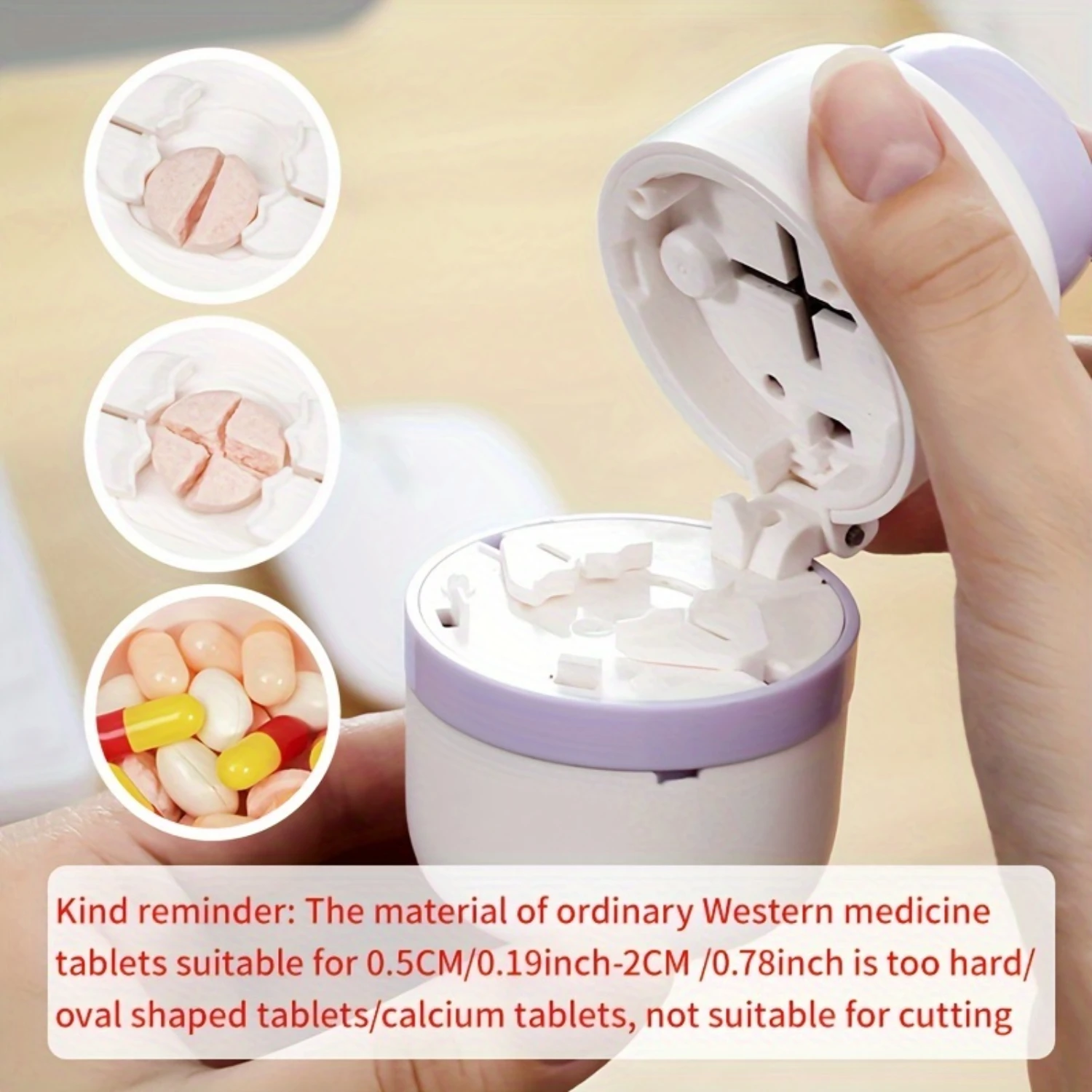 1pc Portable 2-in-1 Pill Box and Splitter - Easy to Use Pill Case and Holder for Cutting Tablets - Convenient Pocket Medicine Bo