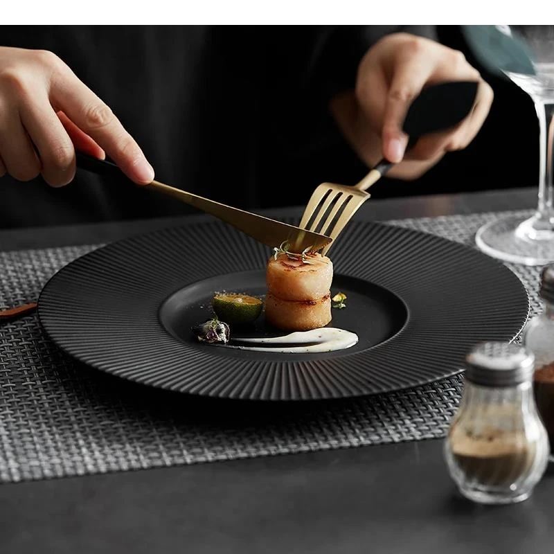 

Minimalism Ceramic Main Dish Restaurant Western Food Steak Plate French Pasta Kitchen Porcelain Dinner Tableware