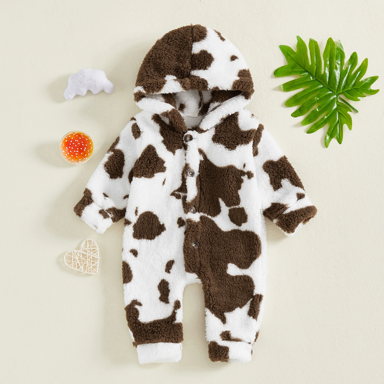 

Плюшевый комбинезон для маленьких мальчиков и девочек 0-12 месяцев, комбинезон с капюшоном и принтом животных/сердец, зимний комбинезон для новорожденных