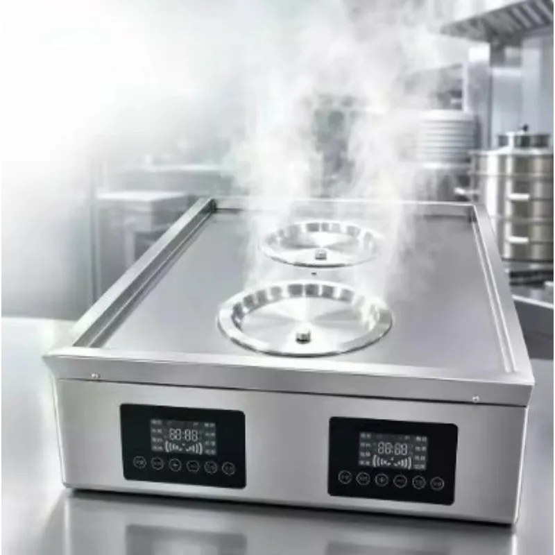 Multi-function Tabletop Electric Steamer Commercial 4 Hole Stainless Steel Dim Sum Bun Steamer with Dual Digital Control