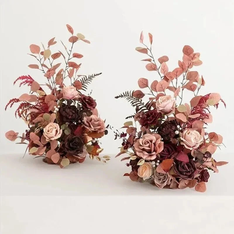 

Simulation Flower Silk Plastic Artificial Flower Peony Rose Backdrop Welcome Sign Road Lead Wedding Party Decorative Flower