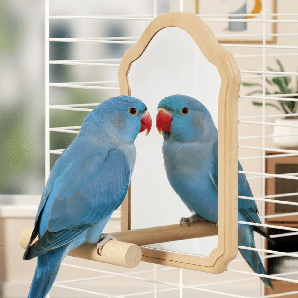 Wear-Resisting Bird Mirror Perch Bite-Resistance Durable Parrot Mirror Detachable Parrot Platform Stand Bird Cage Accessories