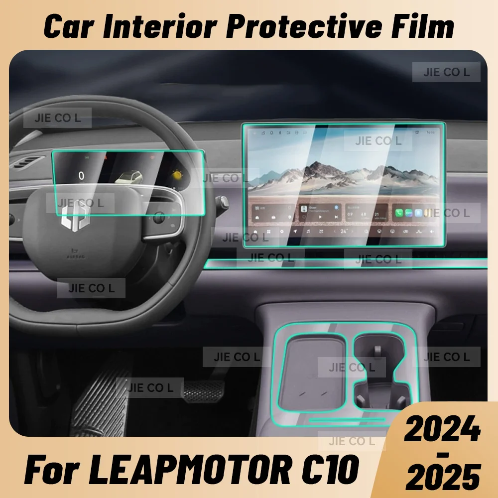 

For LEAPMOTOR C10 2024 2025 Car Interior Anti-scratch Film Center Console Media Dashboard Navigation TPU Protector Sticker