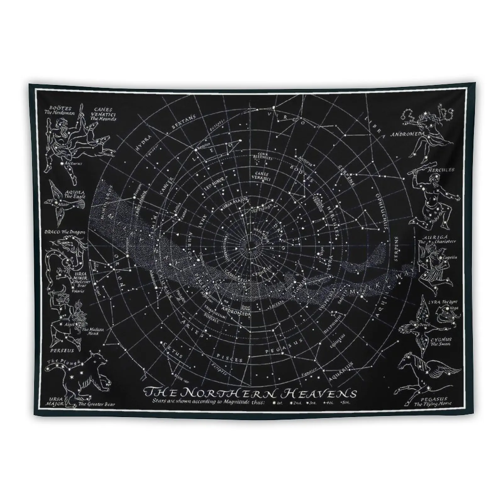 

THE NORTHERN HEAVENS : Vintage Star Map Print Tapestry Bed Room Decoration Tapestries