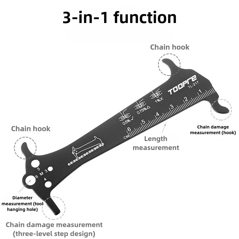 Bicycle Chain Wear Indicator Ruler Repair Tool Stainless Steel Mountain Road Bike Chain Gauge Measurement Checker Screw Diameter image 3