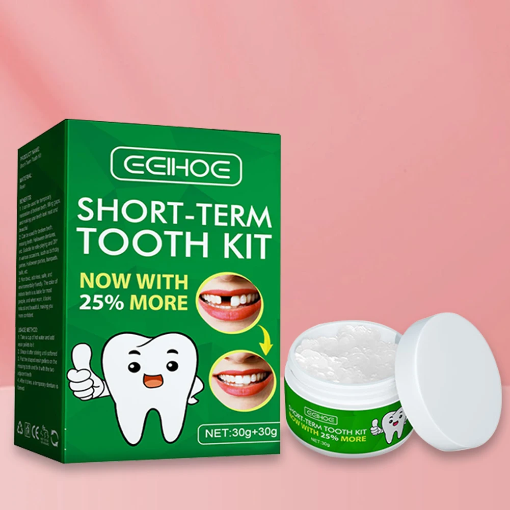 

Teeth Pellet Adhesive with 3 Dental Tools Denture Adhesive Disposable Teeth Replacement Kit for Fix The Missing Broken Tooth