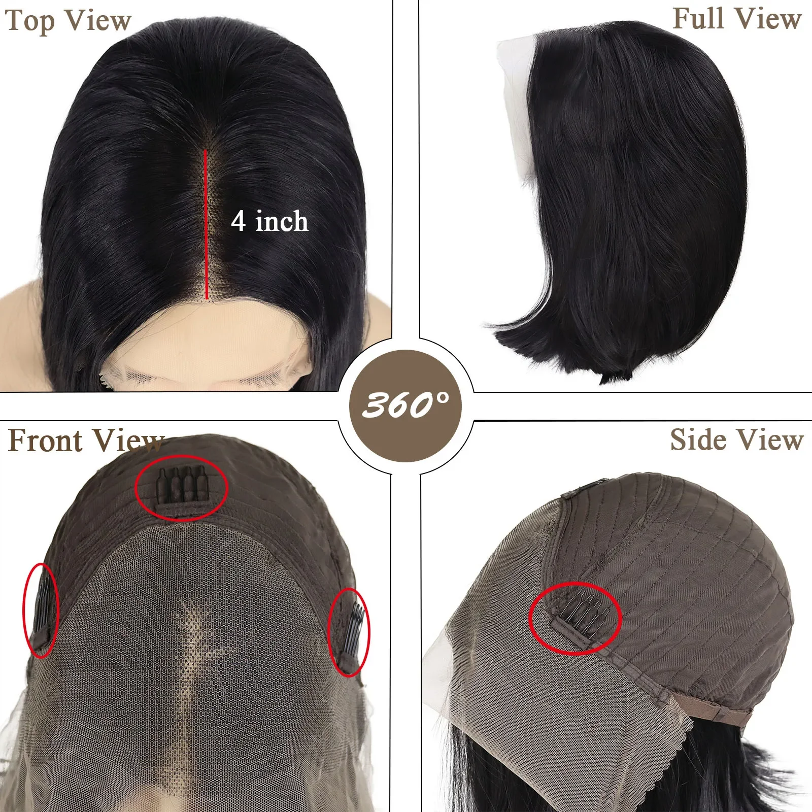 Synthetische Natur-Lace-Front-Perücken für Frauen, kurzes Haar, 35,6 cm, natürlicher Bob-Schnitt, schwarze Damen-Perücke, Frontal-Spitze, gerade Frisur