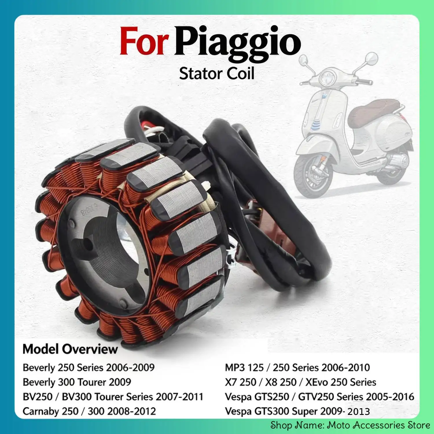 Ignition Magneto Stator Coil For Piaggio Beverly MP3 XEvo Vespa GTS GTV 125 250 300 E3 Scooter Charging Generator Spare Parts