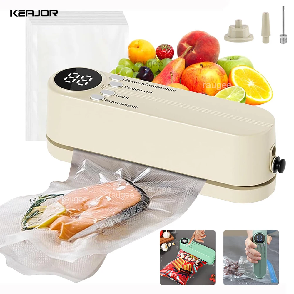 Mini Vacuum Sealer Wireless Food Vacuum Sealing Machine USB Rechargeable Portable Automatic Food Packaging Plastic Bag Sealer