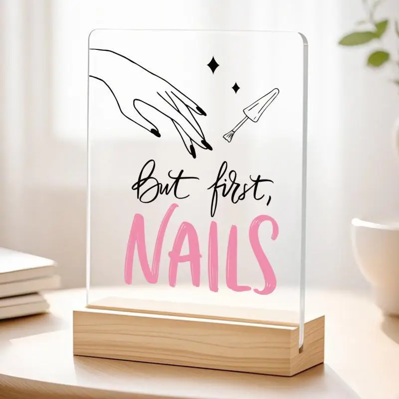 1 Stück Nagelstudio-Tischdekoration, humorvoller Slogan, Acryl-Nagelkunst-Display-Ständer, besonderes Geschenk für Maniküre, Nagelstudio-Dekorationsschild – Detail 1