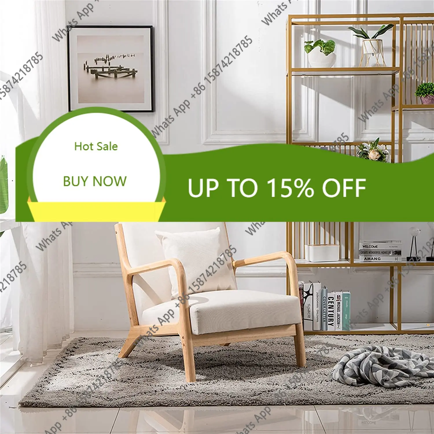 

Кресло X Formwell-Retro Modern Accent, в стиле середины века, с каркасом из массива дерева, с подушкой для поясницы, кресло для отдыха, 26 дюймов