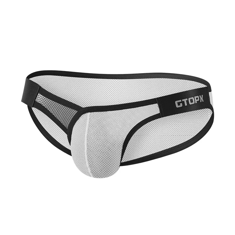 Men's Sexy Briefs Ultra-Thin Mesh Ice Silk Underwear Perspective High Elastic Low-Rise U Convex Pouch Lingerie Underpants