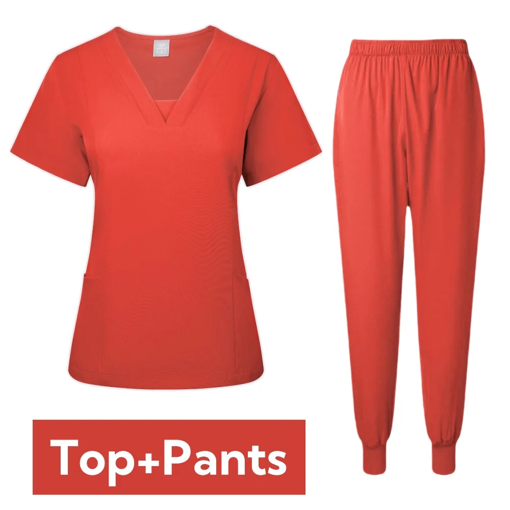 Veelkleurige Scrubs Set Tops Met Korte Mouwen En Broek Verpleegkundige Uniform Vrouwen Dierenwinkel Dokter Scrub Medische Chirurgie Werkkleding Verpleegster Blouse