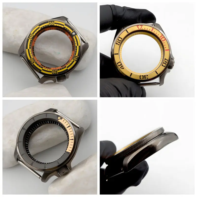 SKX007 SKX009 Men's Watch Case Gun Colour Fit NH34 NH35 NH36 Automatic Movement Sapphire Glass 200M Waterproof Case