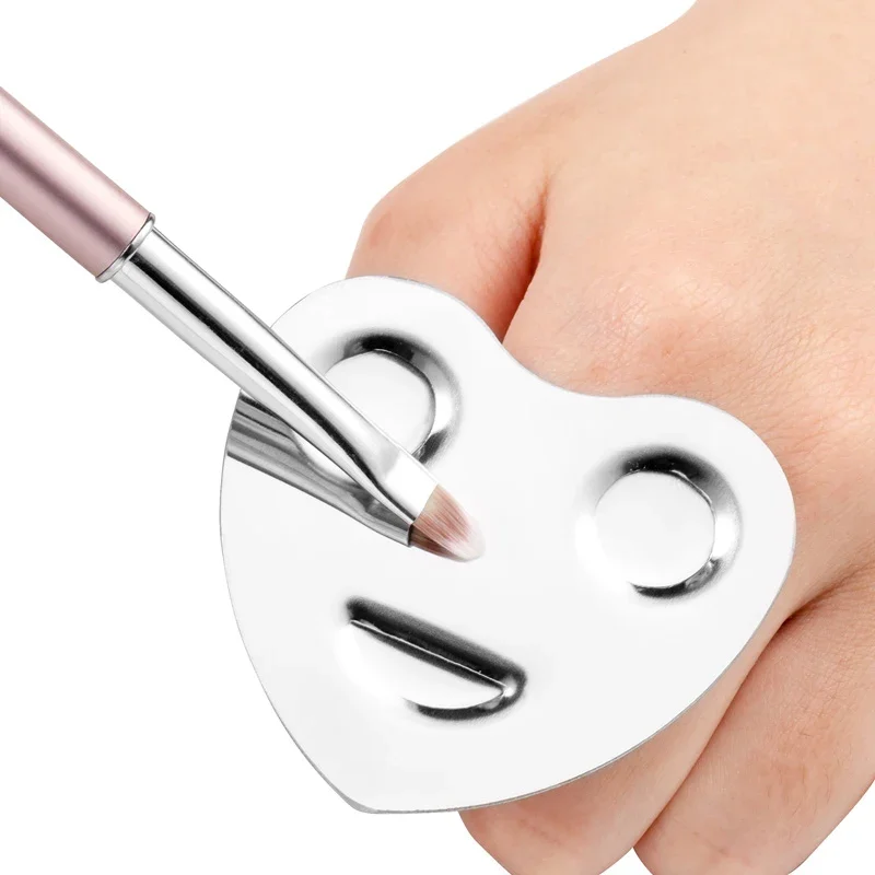 1PC salone manicure anello per dito tavolozza di colori crema per trucco fondotinta tavolozza di miscelazione strumento per trucco cosmetico piastra in acciaio inossidabile