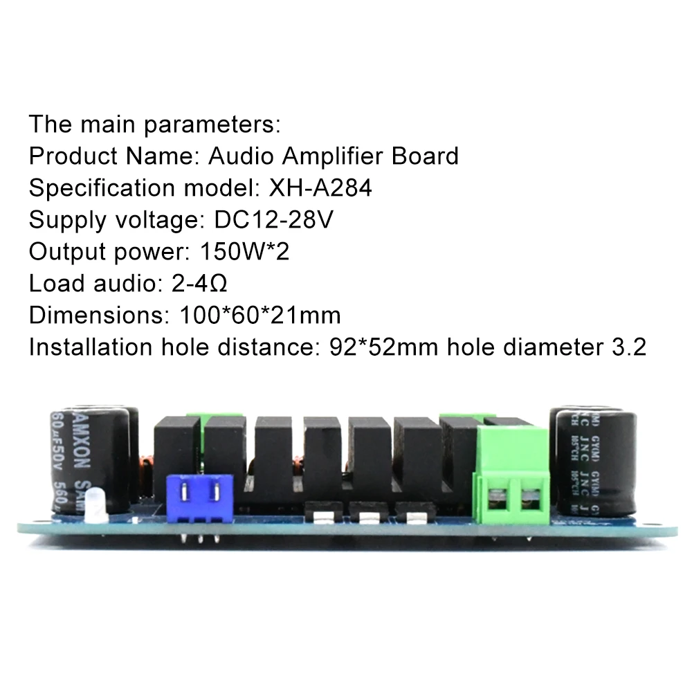 High-power digital power amplifier board module stage audio amplifier board 24V output 150WX2