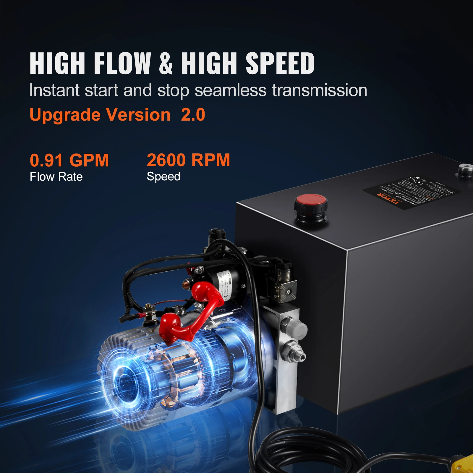 VEVOR Hydraulic Pump 15 Quart Hydraulic Power Unit Double Acting Dump Trailer Pump 3200 PSI Max Relief Pressure Hydraulic Pump