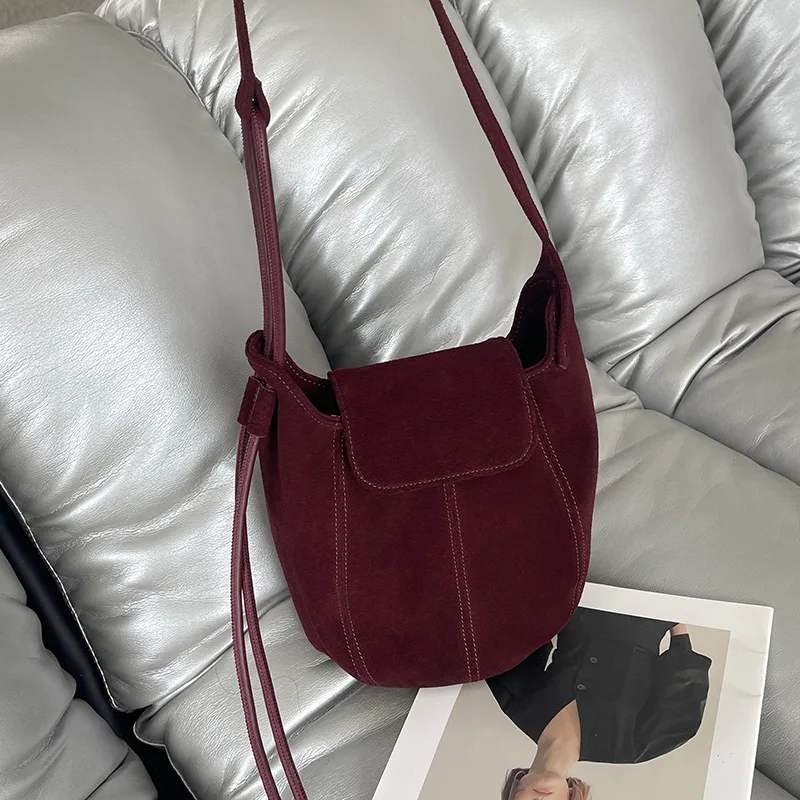 Soft Leather Shoulder Bag for Women Vintage Saddle Purse Crossbody Boho Handbag Genuine Suede Tassel Bag Ladies Casual Vintage
