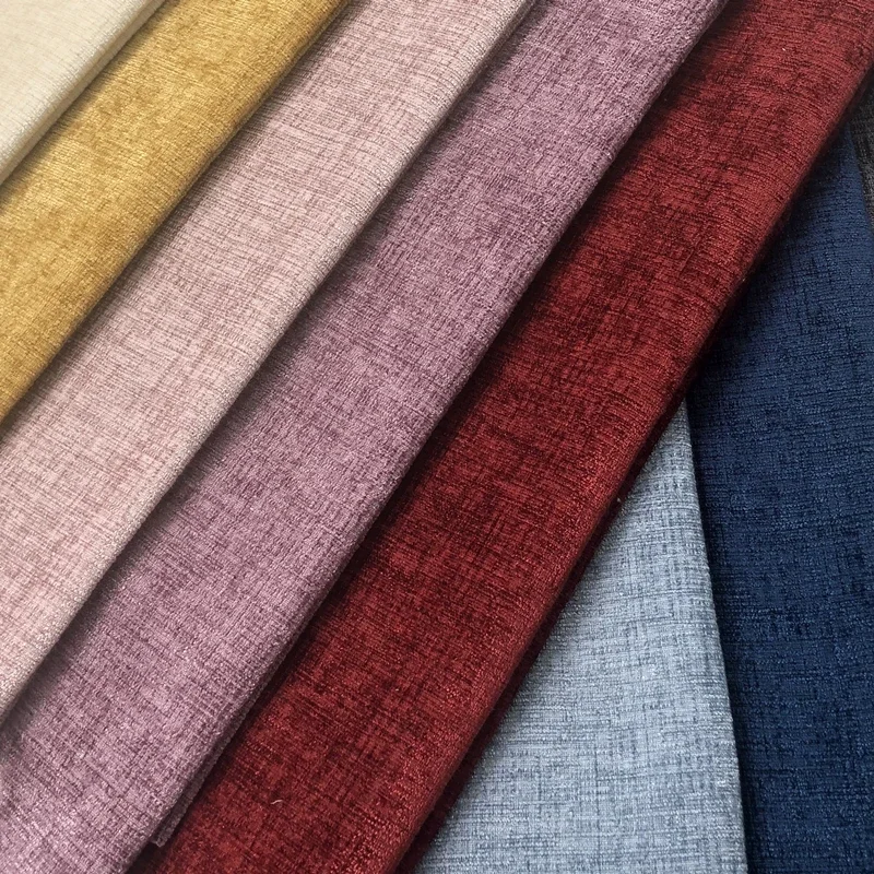 High Quality Wear Resistant Chenille Yarn Sofa Fabric Solid Color Soft Suede Dining Chair Cover Soft Bag Cushion Fabric DIY Home