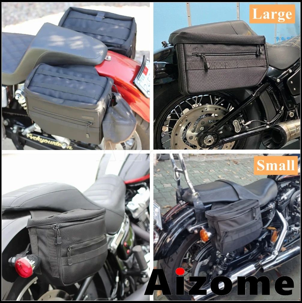 Small/Large Street Riding Saddlebag For Harley Dyna Sportster Softail Motorcycle Side Bag Rear Luggage Bag Waterproof Saddle Bag