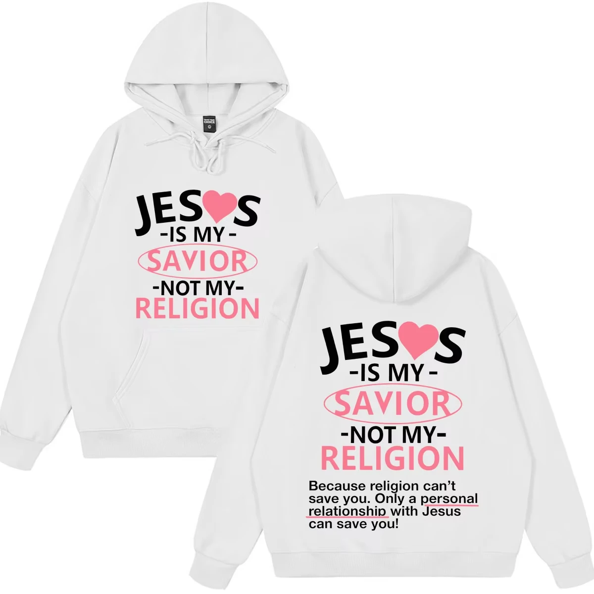 2026 New Jesus Is My Savior Print Graphic Hoodie Men Women Fashion Hip Hop Pullover Long Sleeves Casual Loose
