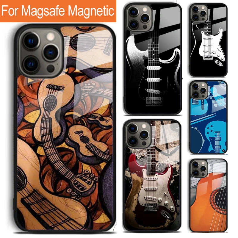 

Чехол для телефона с гитарной музыкой для iPhone 17, Air 16, 15, 14, 12, Pro Max Plus Magsafe, магнитный чехол для беспроводной зарядки