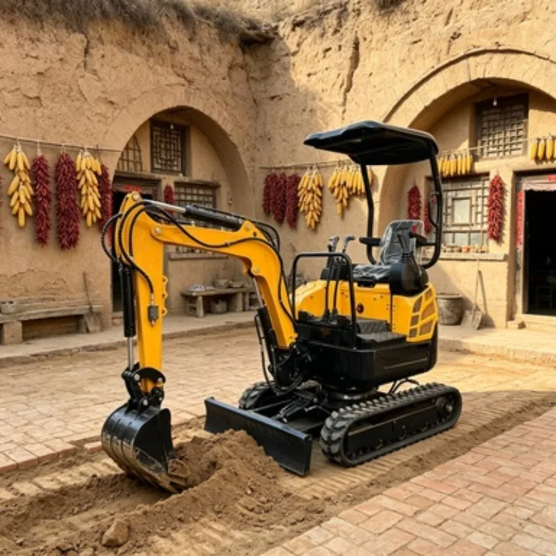 For Greenhouse Orchard Micro Excavator Crawler Digger Small Bagger Hydraulic Digging Machine 0.8 Ton