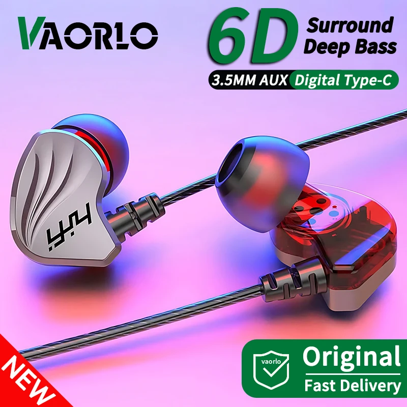 9D HIFI Heavy Bass Earphone 3.5MM AUX/Type-C Digital Chip 7.1 Surround Stereo Wired Headset With Mic Earbud For Samsung Android