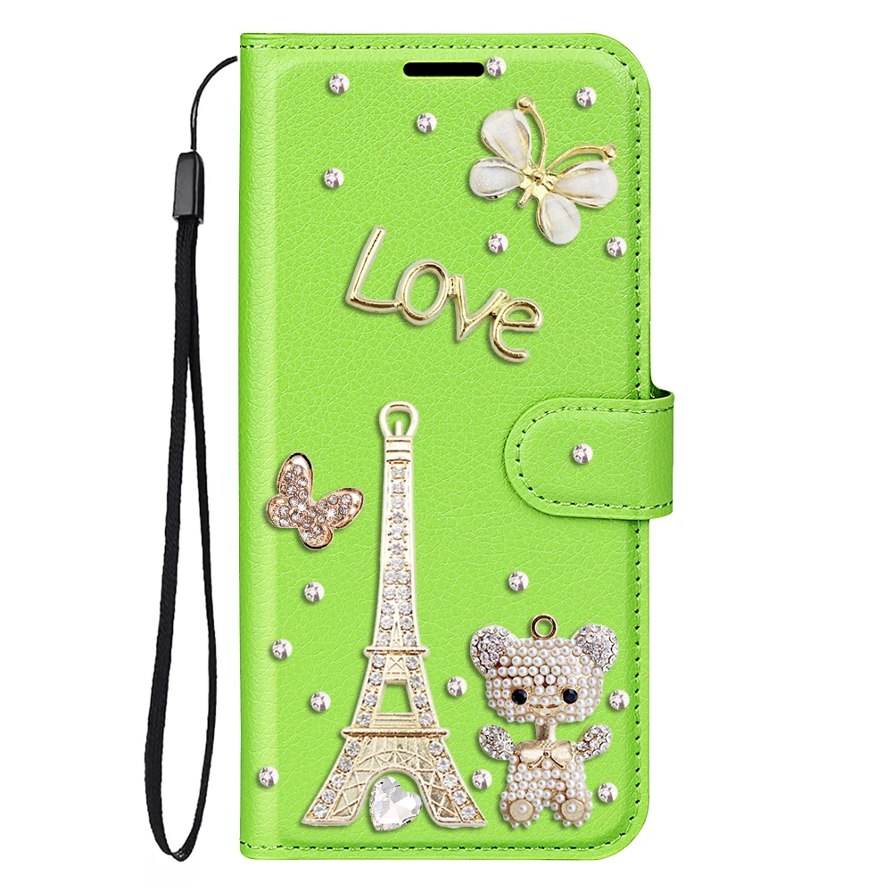 

Magnetic Case For Samsung S24 Ultra S23 Plus S22 S21 FE Handmade Capa For Samsung Note 20 Ultra Bear Leather Phone Cover