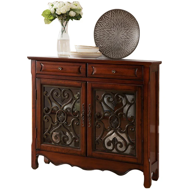 

yj9 Simple American solid wood dining side cabinet European home kitchen storage Nordic restaurant tea cabinet