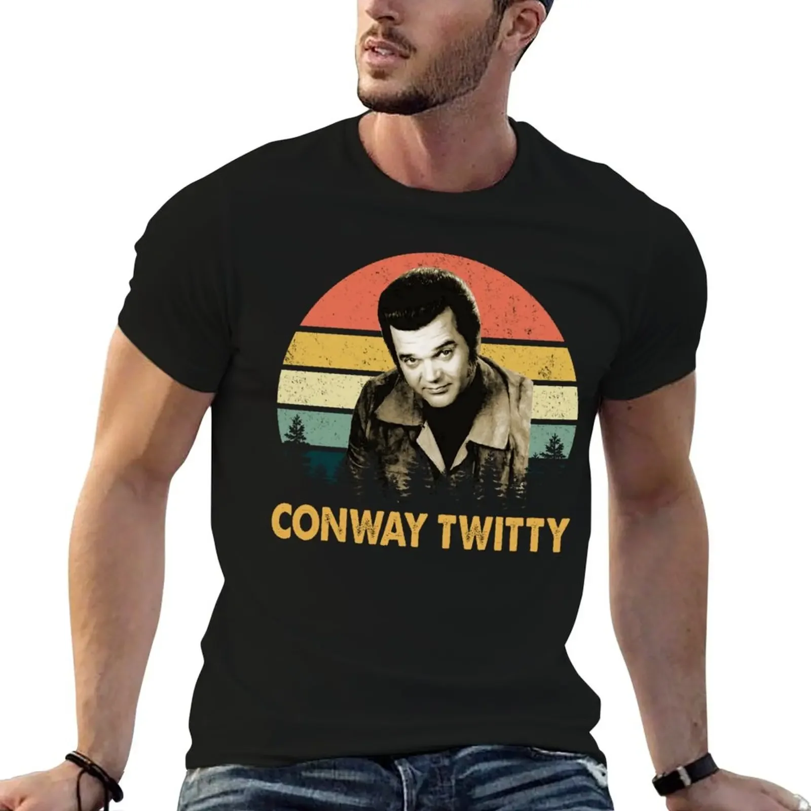 Vintage Conway music Twitty T-Shirt anime figures customs blacks mens cotton t shirts