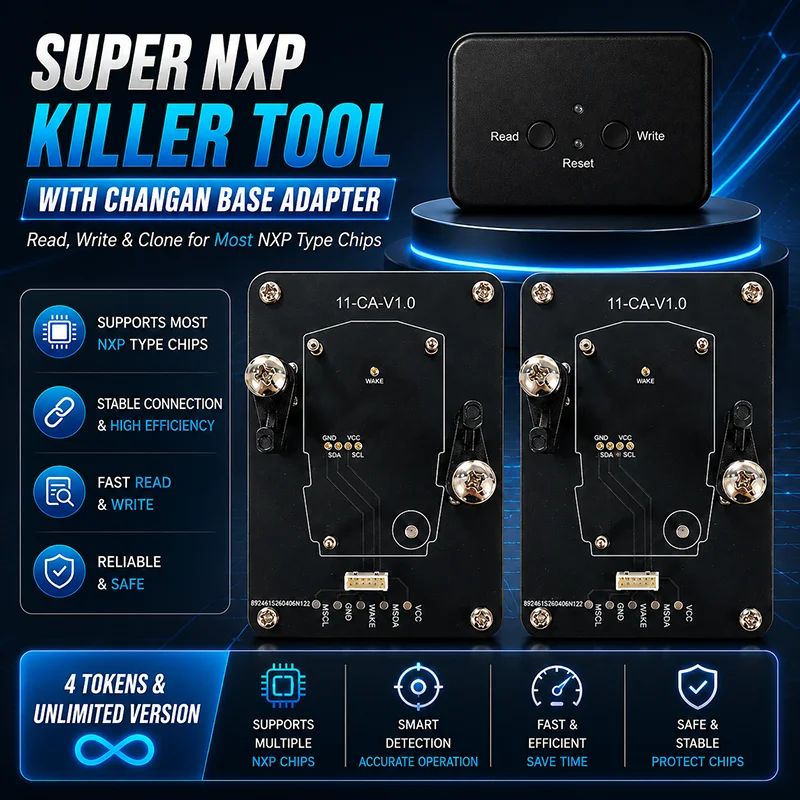 Super NXP Killer Read Copy Device With Adapter Base For Changan Key All NXP Smart Keys Clones 4 Tokens & Unlimited Version