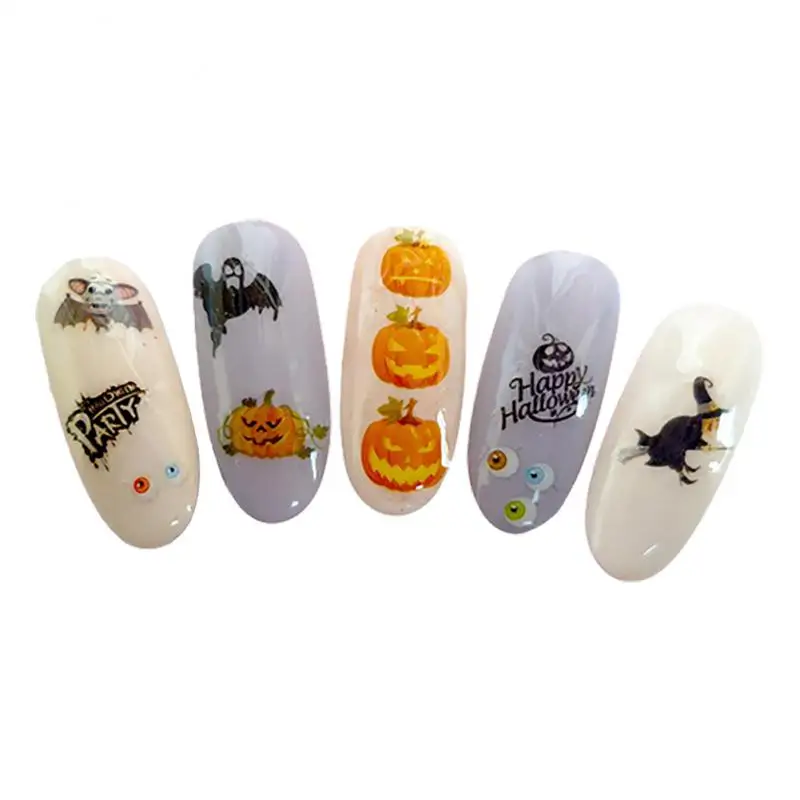 Nail Stickers Easy To Apply Fun Fashionable Halloween Nail Wraps Party Accessories Must-have Back Glue Vibrant Designs Creative